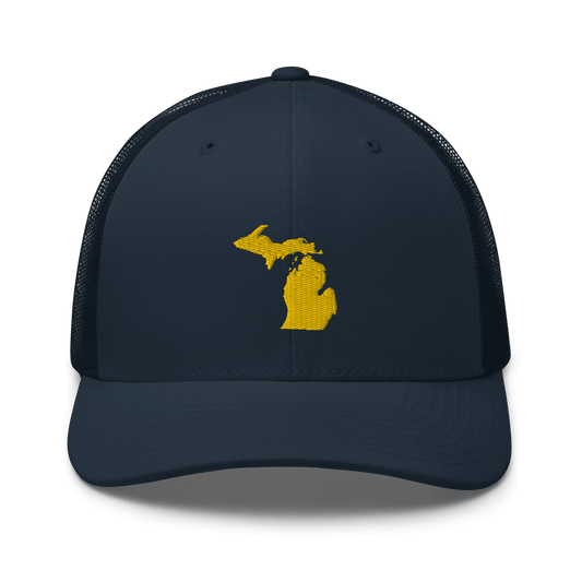 Michigan Trucker Hat (w/ Michigan Outline) | Gold Embroidery - Circumspice Michigan