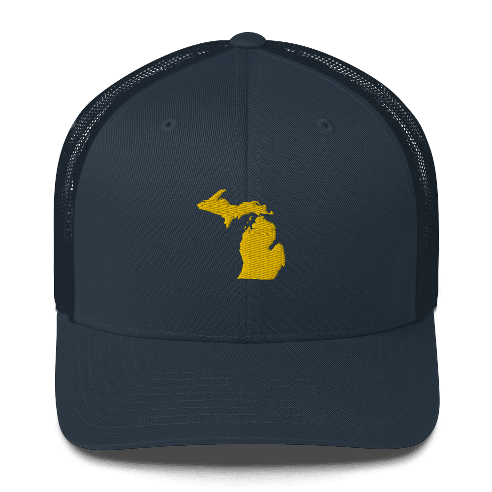 Michigan Trucker Hat (w/ Michigan Outline) | Gold Embroidery - Circumspice Michigan