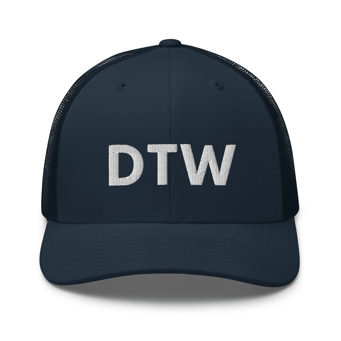 Detroit 'DTW' Trucker Hat | White/Black Embroidery - Circumspice Michigan