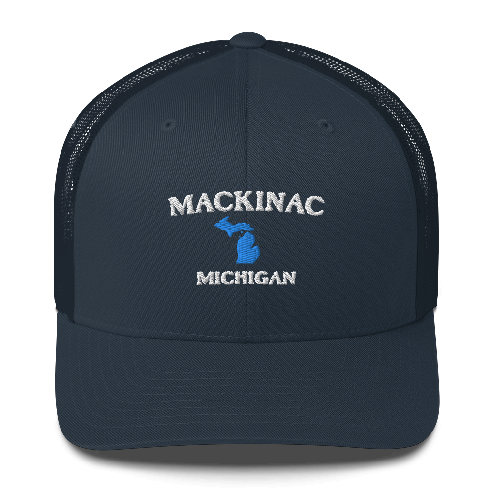 'Mackinac Michigan' Trucker Cap (w/ Michigan Outline)