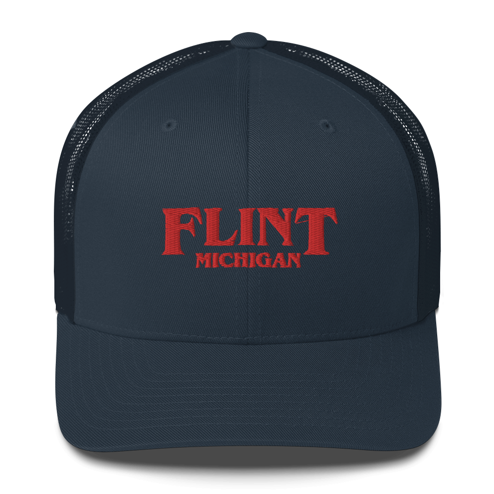 'Flint Michigan' Trucker Hat (1980s Drama Parody)