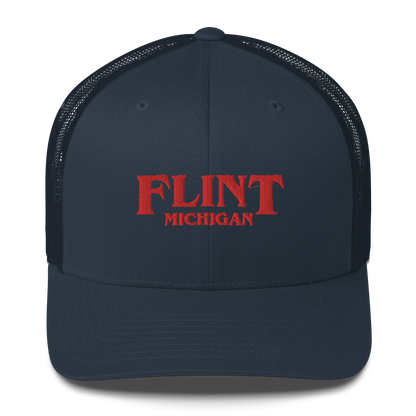 'Flint Michigan' Trucker Hat (1980s Drama Parody)