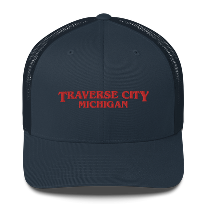 'Traverse City Michigan' Trucker Hat (1980s Drama Parody)