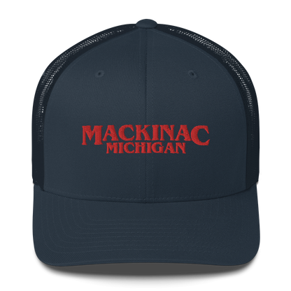 'Mackinac Michigan' Trucker Hat (1980s Drama Parody)