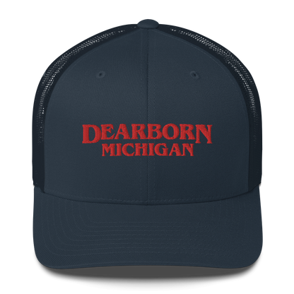 'Dearborn Michigan' Trucker Hat (1980s Drama Parody)