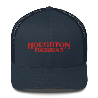 'Houghton Michigan' Trucker Hat (1980s Drama Parody)