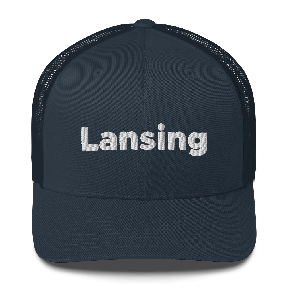 'Lansing' Trucker Hat | White/Black Embroidery