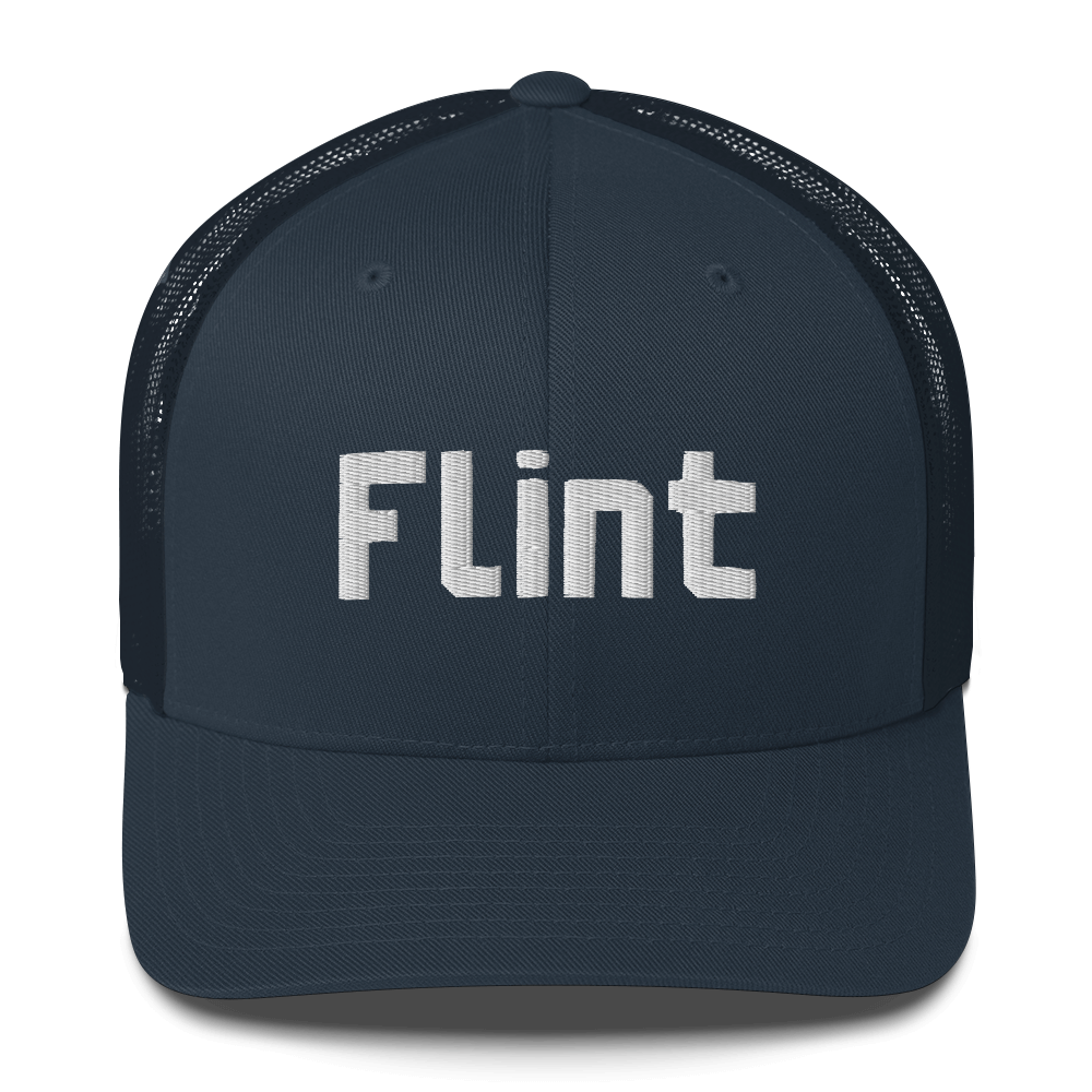 'Flint' Trucker Hat | White/Black Embroidery