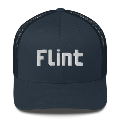 'Flint' Trucker Hat | White/Black Embroidery