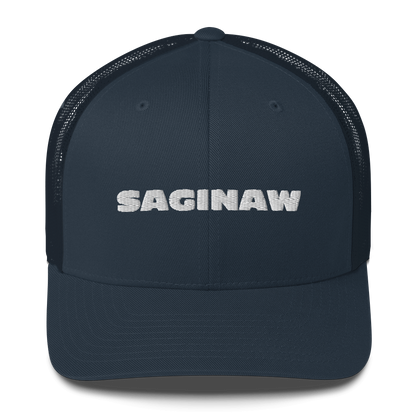 'Saginaw' Trucker Hat | White/Black Embroidery