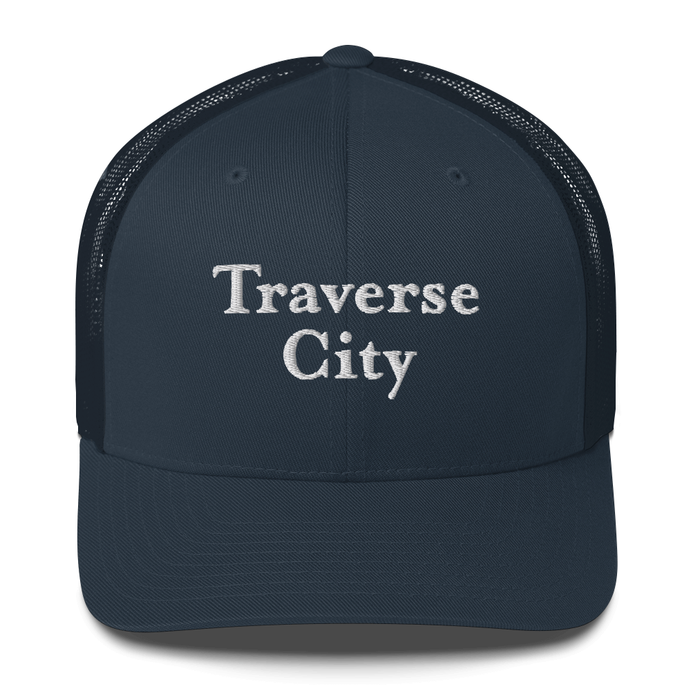 'Traverse City' Trucker Hat | White/Black Embroidery