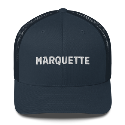 'Marquette' Trucker Hat | White/Black Embroidery