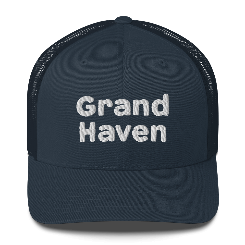 'Grand Haven' Trucker Hat | White/Black Embroidery