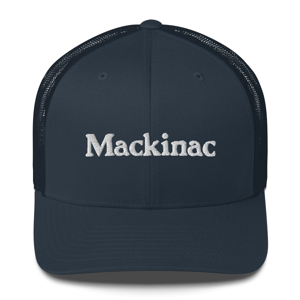 'Mackinac' Trucker Hat | White/Black Embroidery