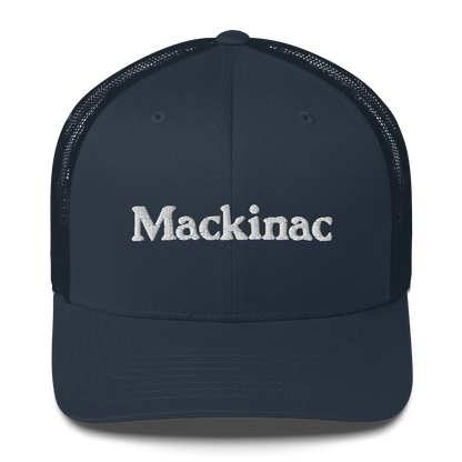 'Mackinac' Trucker Hat | White/Black Embroidery