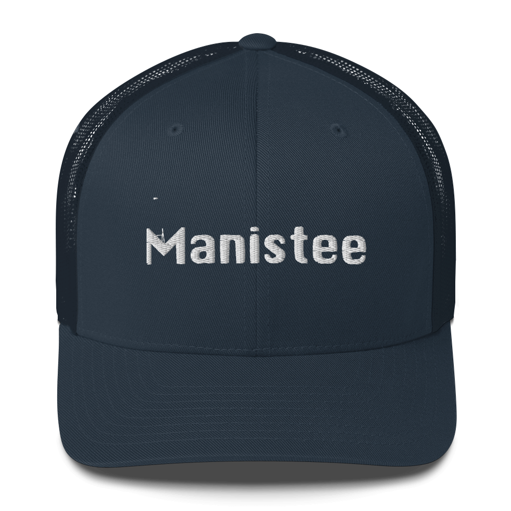 'Manistee' Trucker Hat | White/Black Embroidery