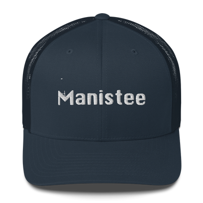 'Manistee' Trucker Hat | White/Black Embroidery