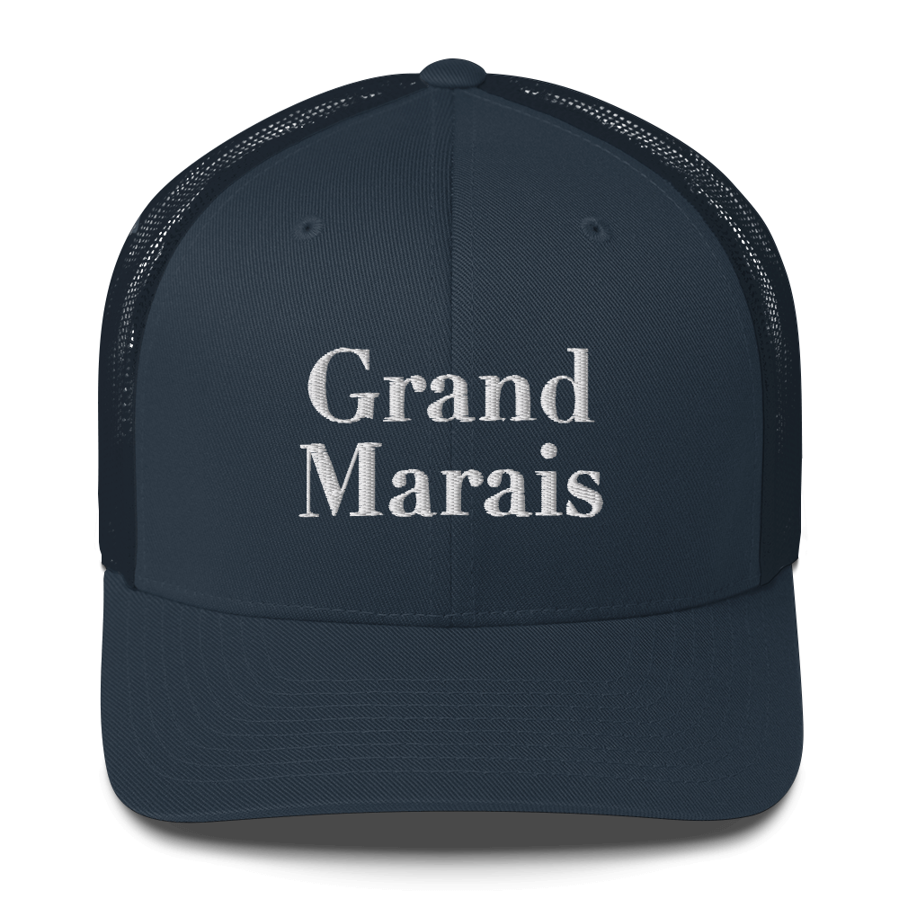 'Grand Marais' Trucker Hat | White/Black Embroidery