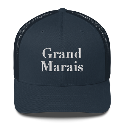 'Grand Marais' Trucker Hat | White/Black Embroidery