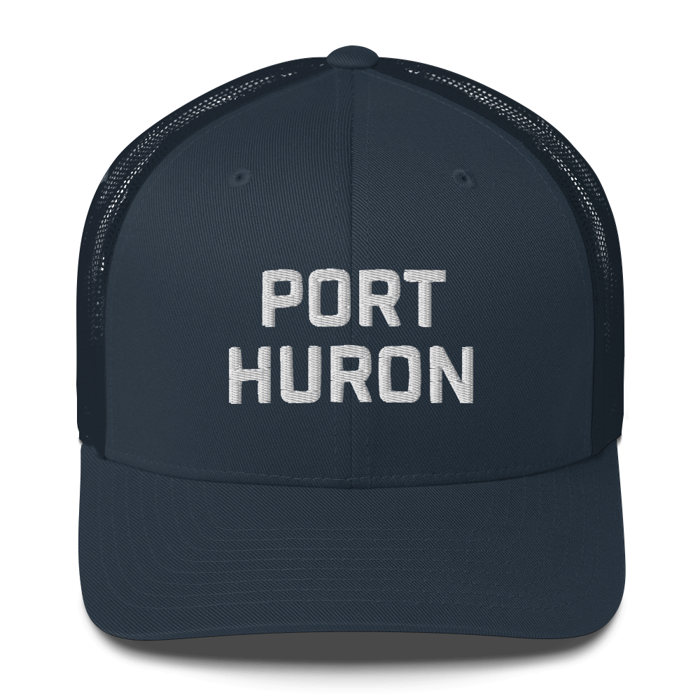 'Port Huron' Trucker Hat | White/Black Embroidery