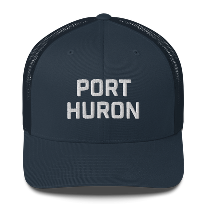 'Port Huron' Trucker Hat | White/Black Embroidery