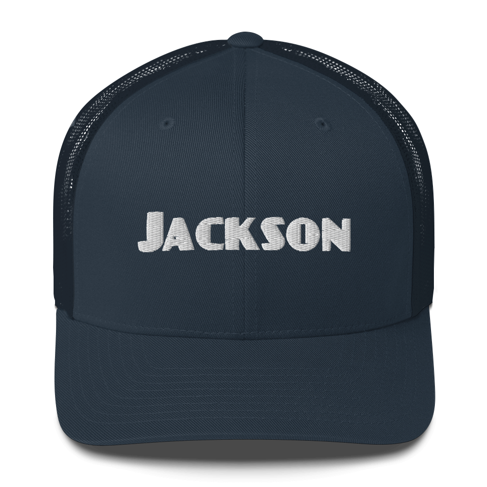 'Jackson' Trucker Cap | White/Black Embroidery