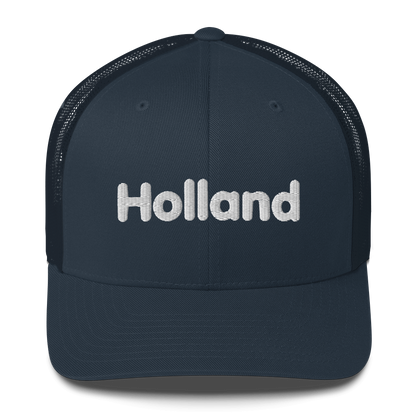 'Holland' Trucker Hat | White/Orange Embroidery