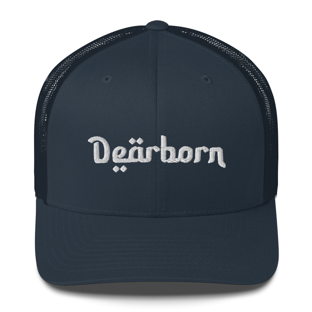 'Dearborn' Trucker Hat | White/Black Embroidery