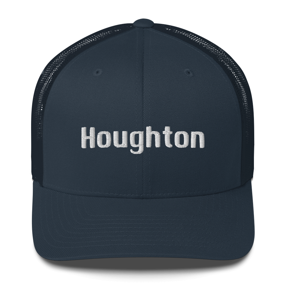 'Houghton' Trucker Hat | White/Black Embroidery