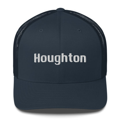 'Houghton' Trucker Hat | White/Black Embroidery