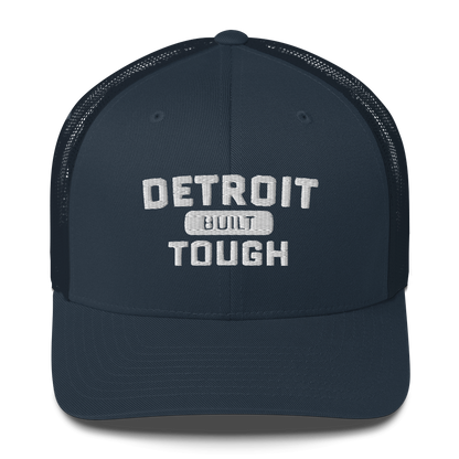 'Built Detroit Tough' Trucker Hat | White/Black Embroidery