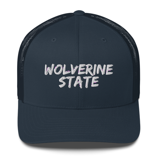 Michigan 'Wolverine State' Trucker Hat (Angry Brush Font)