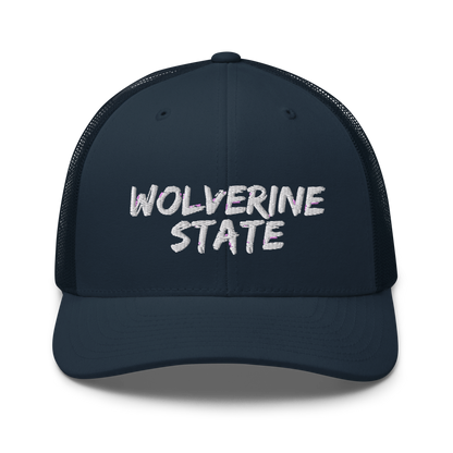 Michigan 'Wolverine State' Trucker Hat (Angry Brush Font)