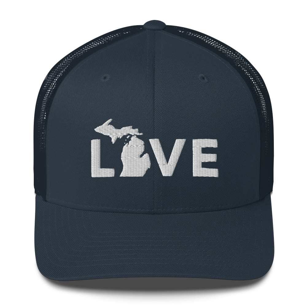 Michigan 'Love' Trucker Hat (Geometric Sans Font)