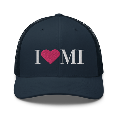 Michigan 'I ❤️ MI' Trucker Hat (Didone Font)