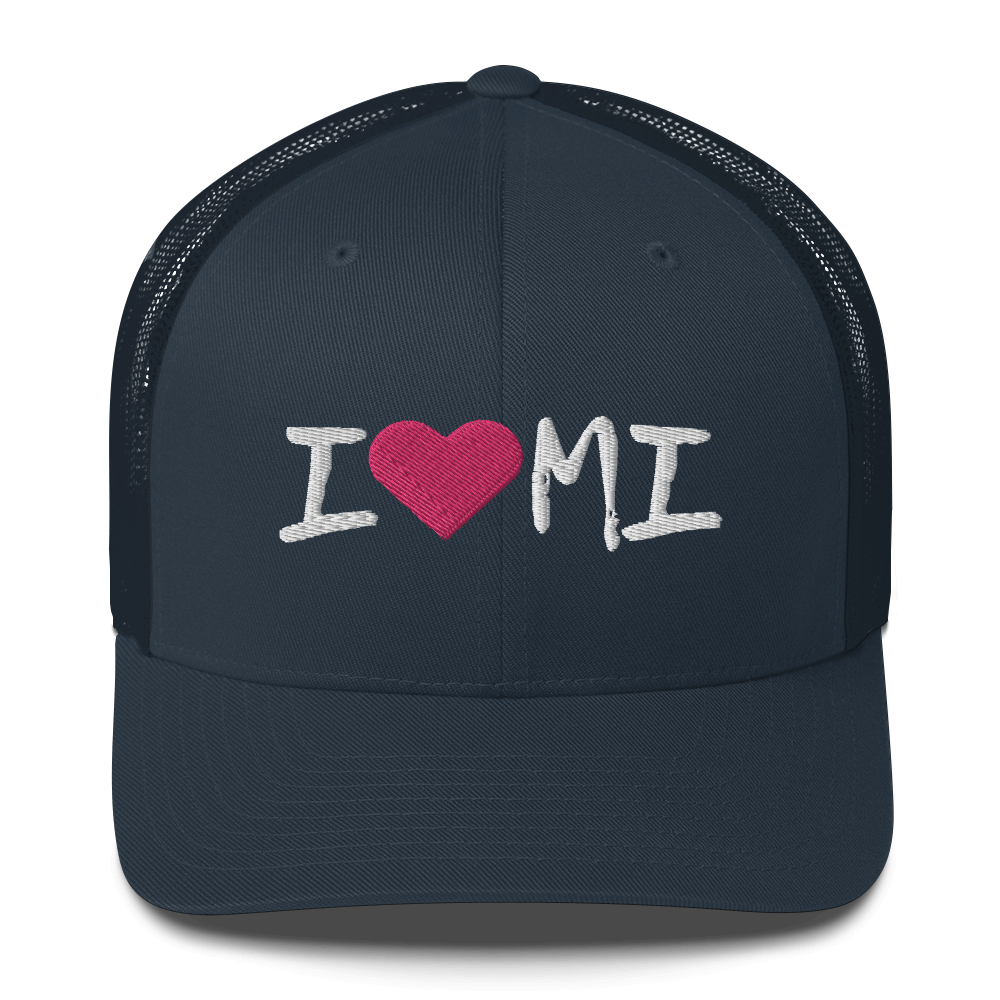 Michigan 'I ❤️ MI' Trucker Hat (Brush Font)