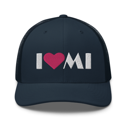 Michigan 'I ❤️ MI' Trucker Hat (Art Deco Font)