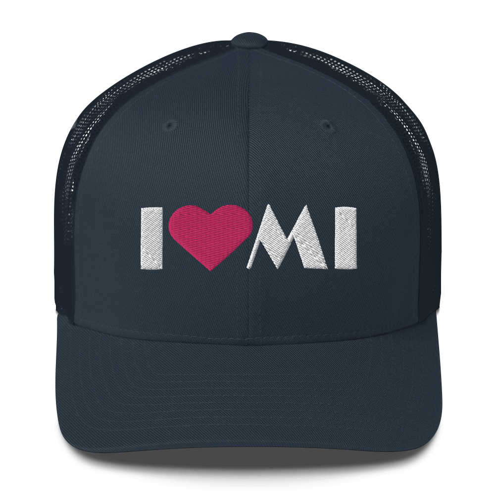 Michigan 'I ❤️ MI' Trucker Hat (Art Deco Font)