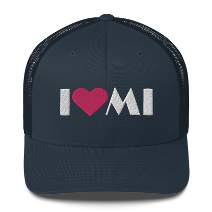 Michigan 'I ❤️ MI' Trucker Hat (Art Deco Font)