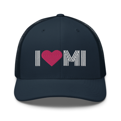 Michigan 'I ❤️ MI' Trucker Hat (Metalpress Font)