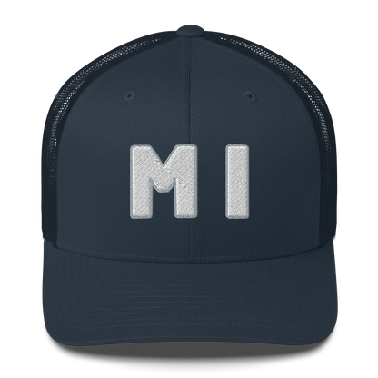 Michigan 'MI' Trucker Hat (1940s Baseball Font)