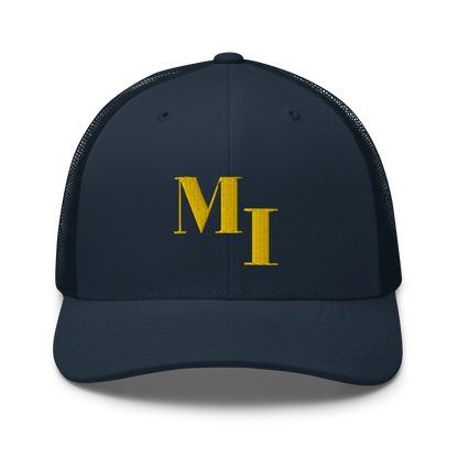 Michigan 'MI' Trucker Hat (Didone Logotype) | Gold Embroidery