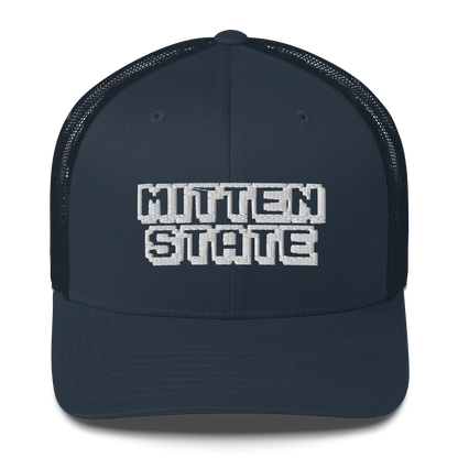 Michigan 'Mitten State' Trucker Hat (Arcade Font)