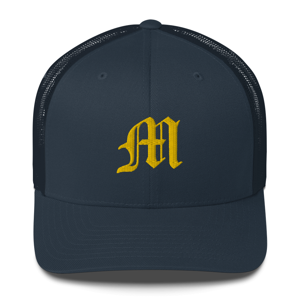 Michigan 'Old English M' Trucker Hat | Gold Embroidery