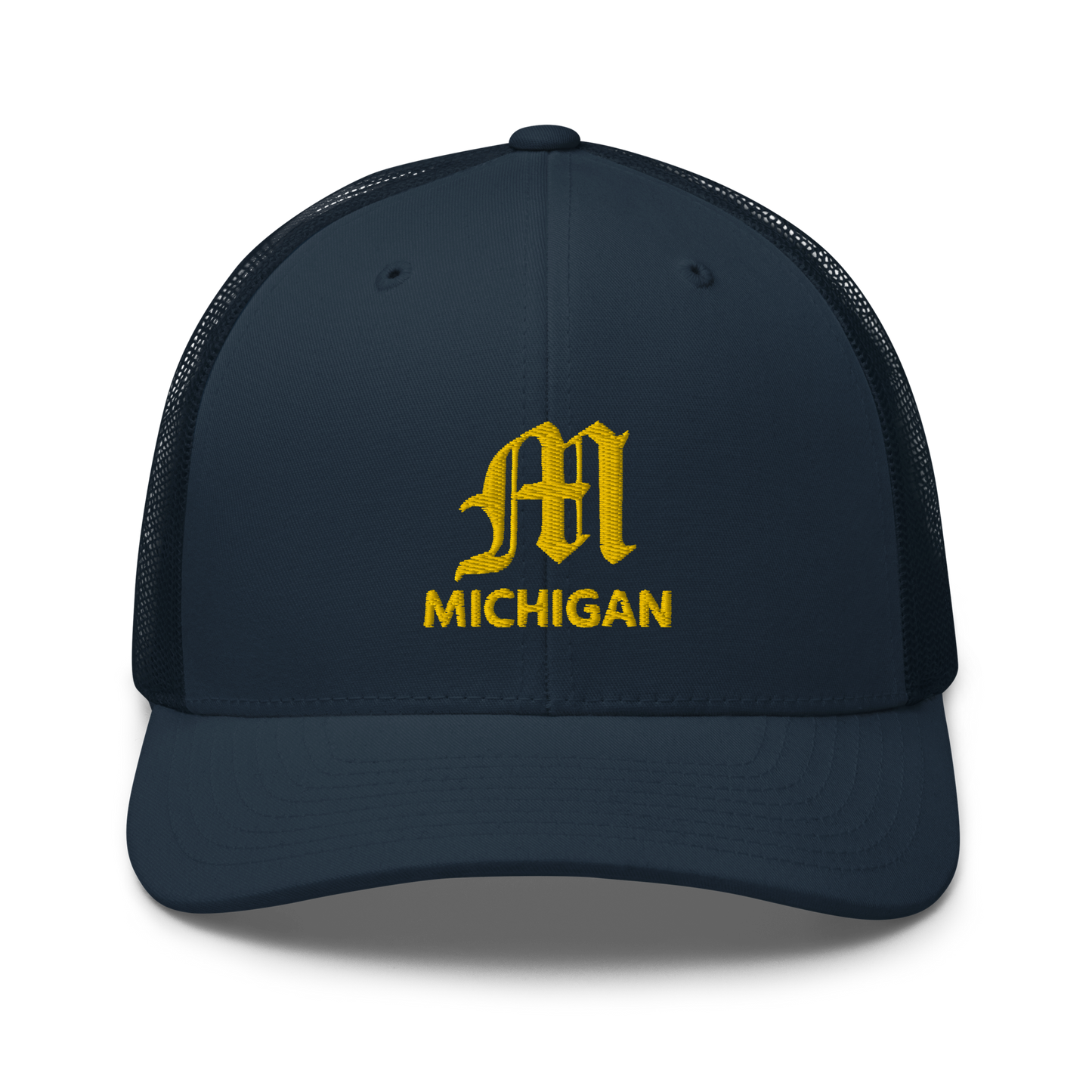 'Michigan' Trucker Hat (w/ 'Old English M') | Gold Embroidery