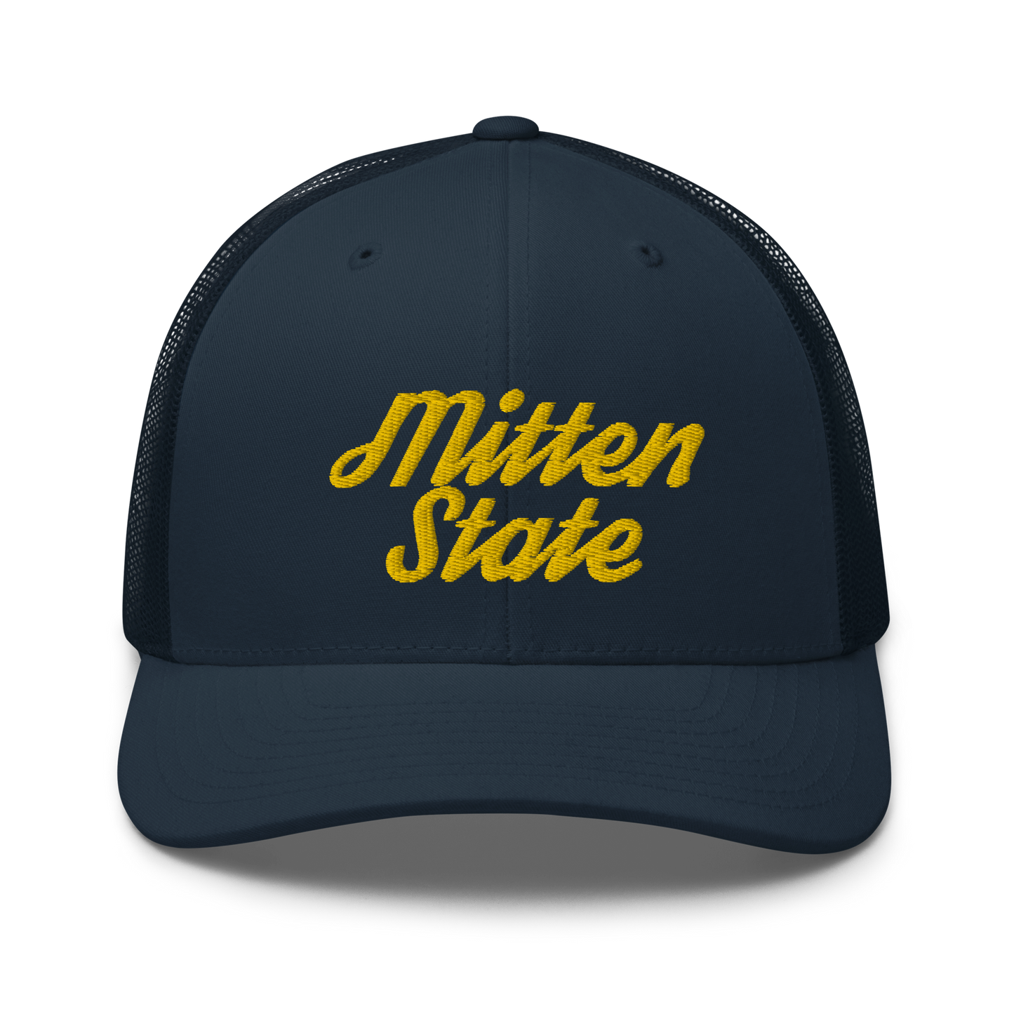 Michigan 'Mitten State' Trucker Hat (Script Font) | Gold Embroidery