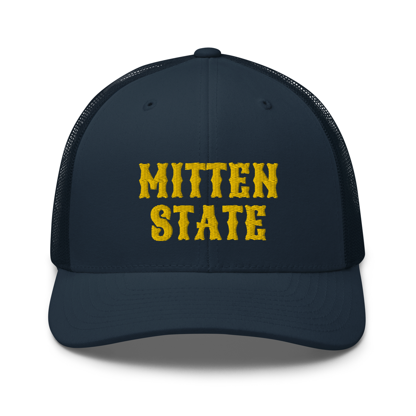 Michigan 'Mitten State' Trucker Hat (Western Font) | Gold Embroidery