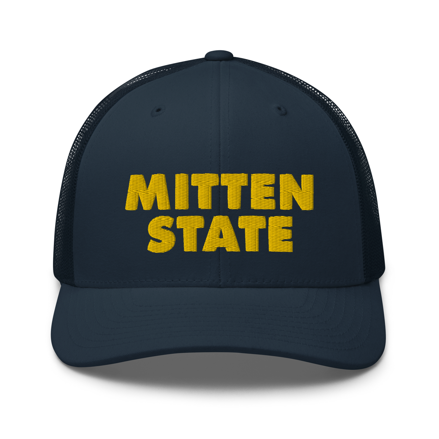 Michigan 'Mitten State' Trucker Hat (Geometric Sans Font) | Gold Embroidery