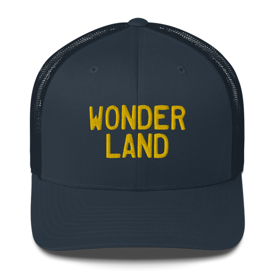 Michigan 'Wonderland' Trucker Hat (Licence Plate Font) | Gold Embroidery