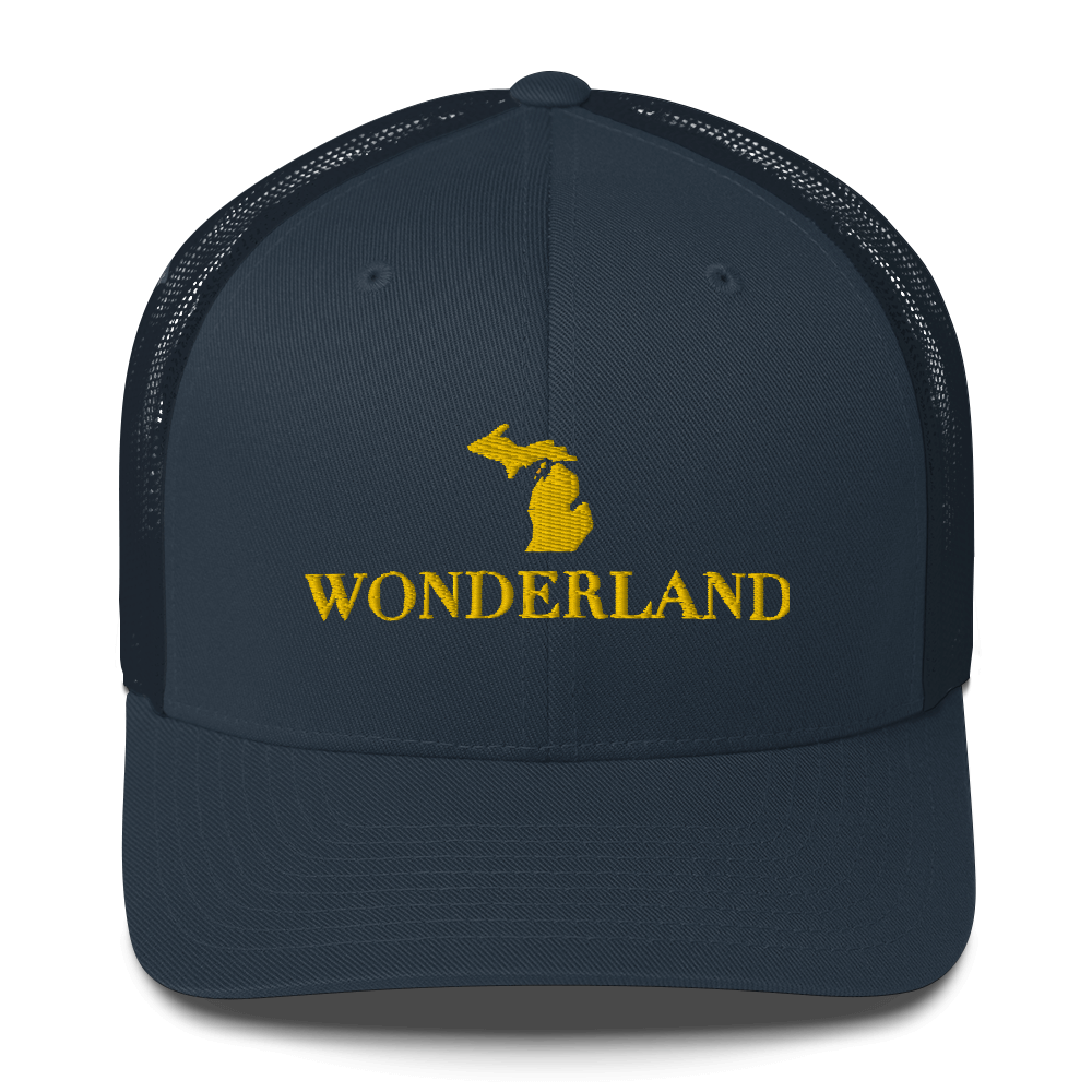 Michigan 'Wonderland' Trucker Hat (Didone Font) | Gold Embroidery